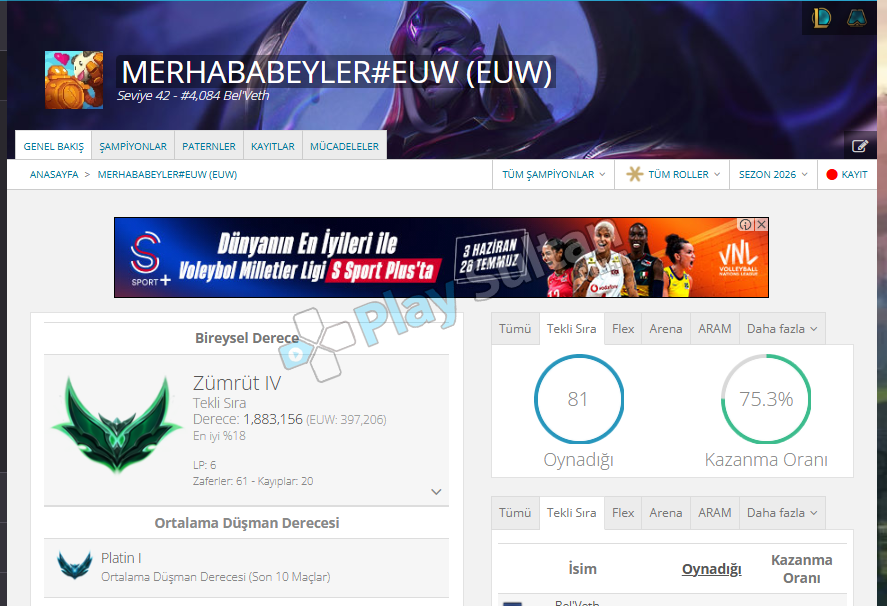 euw high mmr emerald 75 wr jg acc euw high mmr emerald 75 wr jg acc