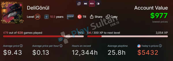 10 YILLIK 5432DEĞERİNDE 574 OYUNLU STEAM HESABI
