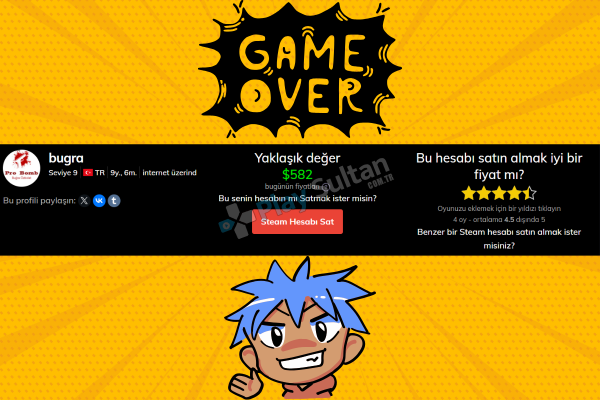 23500 TL Değerindeki Steam Hesabı 9000 TL