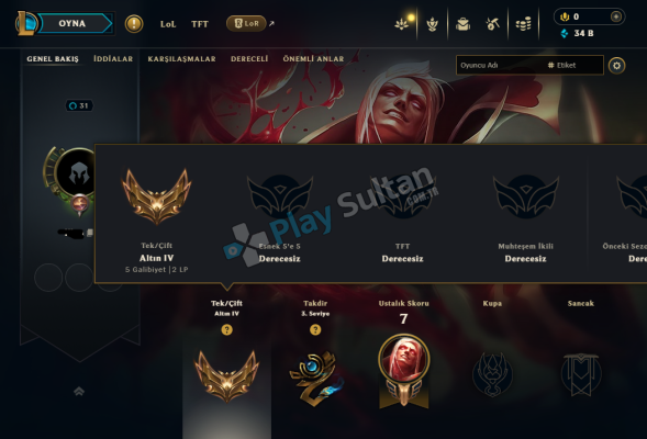 EUW 100 WRLİ HIGH PLAT ELOLU FRESH G4 HESAP