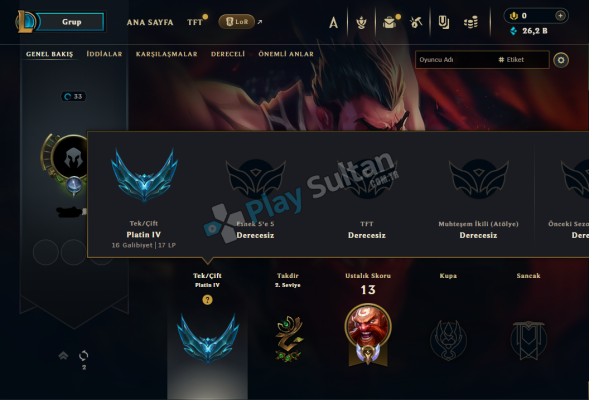 EUW 70 WRLİ DIA ELOLU P4 HESAP
