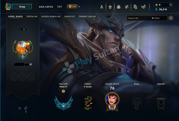 EUW 75 WRLİ DIA ELOLU P4 HESAP