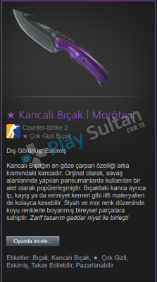 Kancalı Bıçak Morötesi Dış Görünüş Eskimiş