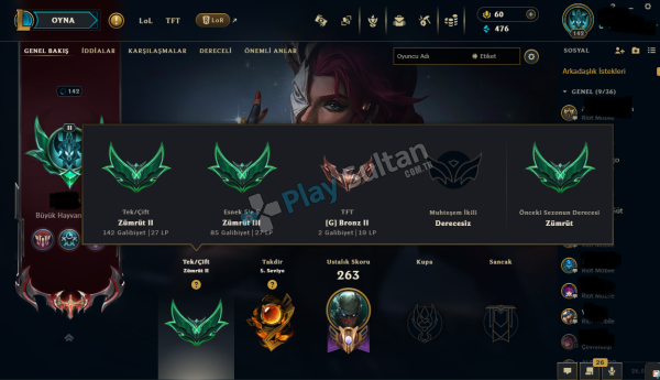 LOL TR FULL ŞAMPİYON SADECE 10 TANESİ AÇIK DEĞİL ZÜMRÜT 2 TEMİZ HESAP