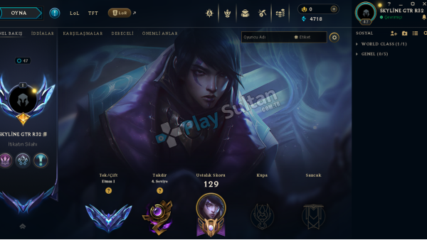 LoL TR Hesap Diamond 1 Master MMR 58 WR Temiz Güvenli