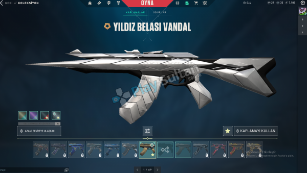 Valorant Yıldız Belası Vandal Asil Karambit ve Daha Birçok Skin Mevcuttur ve TR Serverdir