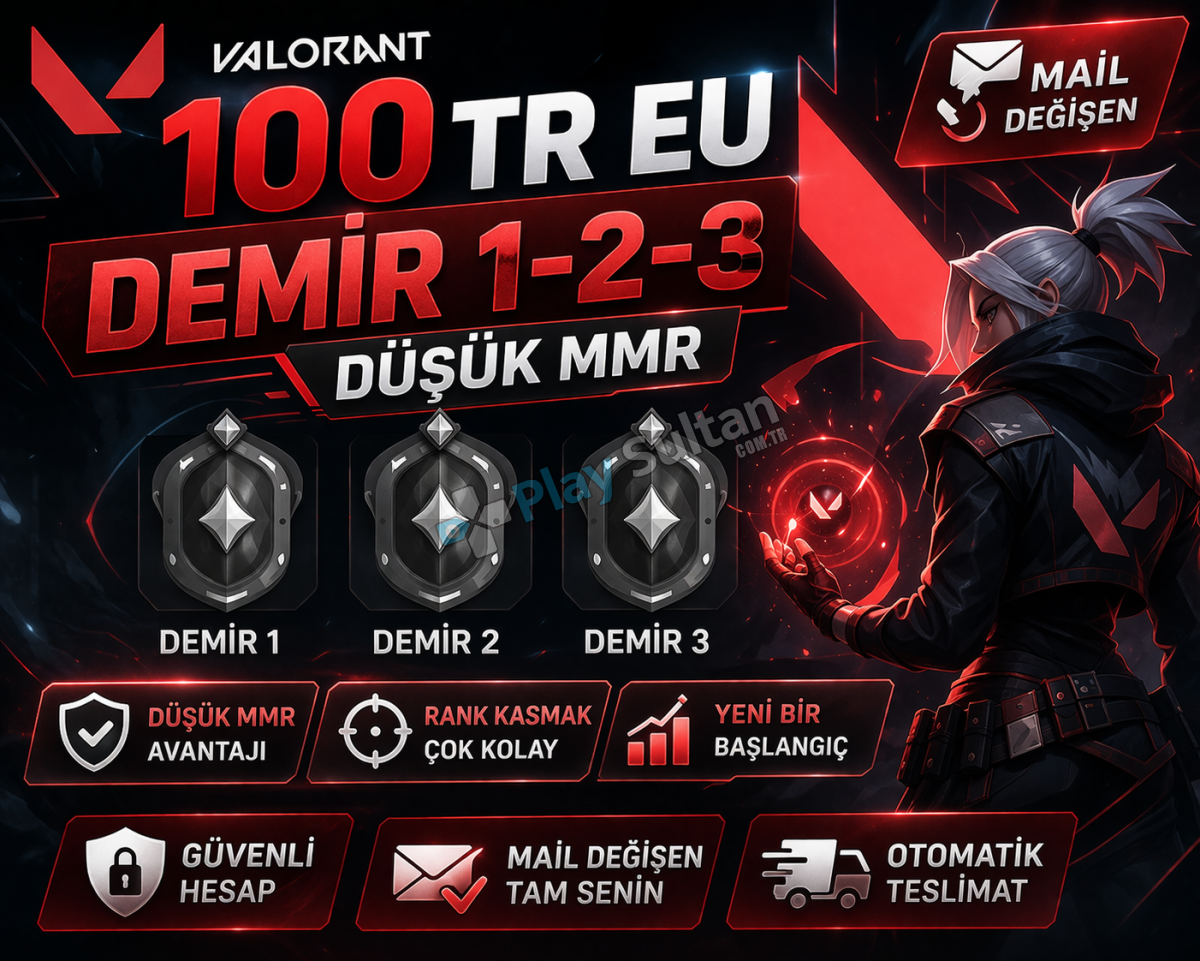 VALORANT DEMİR 1-2-3 TÜM BİLGİLERİ DEĞİŞEN DÜŞÜK MMR TREU HESAP VALORANT DEMİR 1-2-3 TÜM BİLGİLERİ DEĞİŞEN DÜŞÜK MMR TREU HESAP