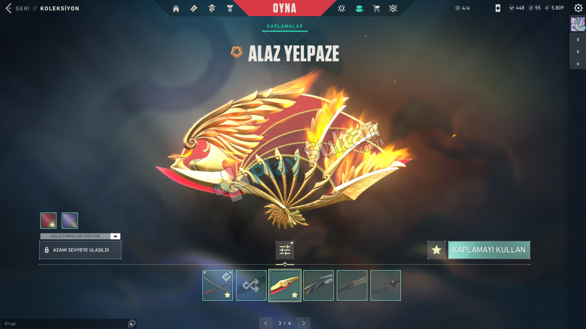 Valorant Yağmacı Yıldız Belası Vandal Alaz Yelpaze Oni Katana Özel Kelebek Resim 2