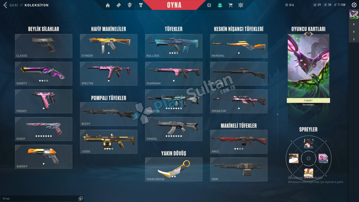 Valorant Yıldız Belası Vandal Asil Karambit ve Daha Birçok Skin Mevcuttur ve TR Serverdir Resim 2